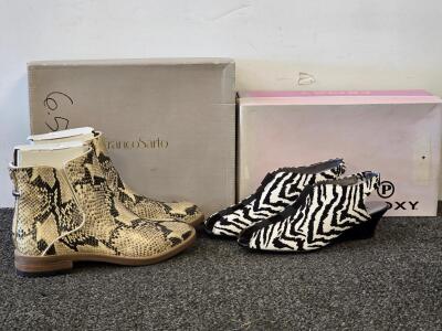 Franco Sarto Snake Print Ankle Boots & Proxy Zebra Wedge Sandals, Size 6 US, Original Boxes