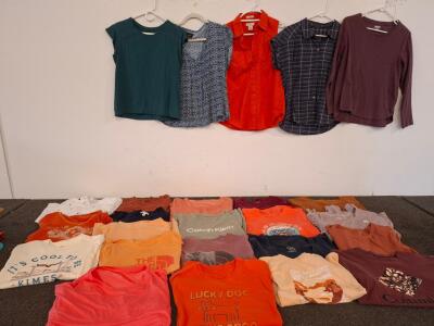 Lot of 23 Women's T-Shirts & Blouses - Brands: Calvin Klein, Columbia, Ariat, Reebok, North Face