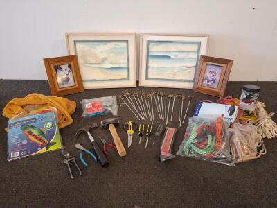 Mixed Lot: Arrow T50 Staple Gun, 18 Ornate BBQ Skewers, Stanley Tools, Level, Bungees