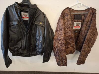 FirstGear by Hein Gericke Leather Motorcycle Jacket 48 Tall with Thermoline Liner, Black