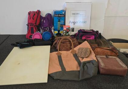 Lot of Assorted Bags, Totes, and Miscellaneous Travel Accessories (10+ items, Mixed Brands)
