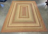 Rectangular Braided Area Rug 8x10 ft, Earth Tones, Wool/Cotton Blend, Concentric Stripe Pattern - 2