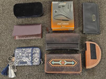 Mixed Lot: Clutch & Zip Wallets, GUCCI Eyewear Case, Petcoot Key Wallet, AVIA Wireless Sport Earbuds
