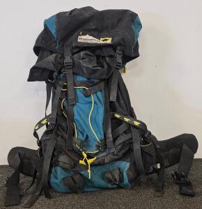 Mountainsmith 65-80L External Frame Backpack, Black/Teal, USA-Made, 1990s, Heavy-Duty Nylon