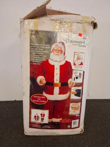Holiday Time 5ft Animated Singing Santa, Life Size, Mic Input, Original Box, Walmart Model ( unable to test)