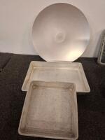 Large Assorted Kitchenware & Linens Lot &ndash; Bakeware, Glassware, Towels, Griddle, ( powered on) Storage. ( shelf E) - 2
