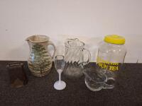Large Assorted Kitchenware & Linens Lot &ndash; Bakeware, Glassware, Towels, Griddle, ( powered on) Storage. ( shelf E) - 6