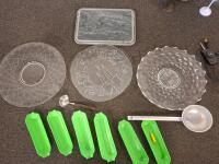 Large Assorted Kitchenware & Linens Lot &ndash; Bakeware, Glassware, Towels, Griddle, ( powered on) Storage. ( shelf E) - 7