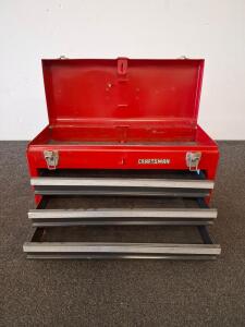 Craftsman 3-Drawer Steel Portable Tool Chest, Red, Top Handle, 20.6"x8.5"x12" (shelf J)