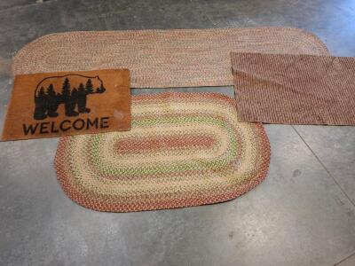 Braided Multicolor Oval & Striped Area Rugs and Welcome Bear Doormat &ndash; Various Sizes ( shelf J)