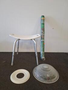 Vigoro Weed Control Fabric, Standard Grade, 3 ft x 100 ft, Black, Permeable Polypropylene Roll, shower chair, vintage light fixture ( shelf E)