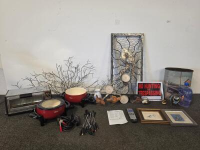 Oster Electric Fondue Pots (x2) & Forks both are functioning, Vintage Toaster Oven functioning, Decor, Remote, Art &ndash; Mixed Lot