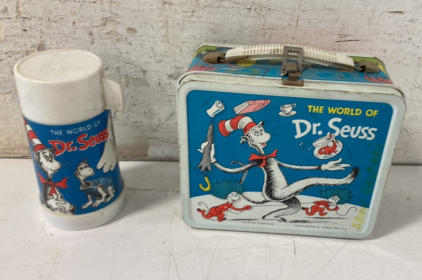 Vintage Dr. Seuss Metal Lunchbox With Original Thermos Mug