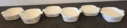 Set of 6 Corning Ware Blue Cornflower Casserole Dishes, 1960s&ndash;80s, No Lids