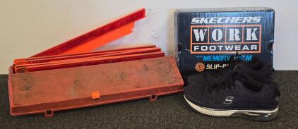Skechers Work Slip-Resistant Memory Foam Sneakers with Box & 3 Emergency Reflective Triangles Set