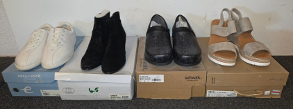Women&rsquo;s Shoes - 4 Pairs - Gentle Souls Sandals Size 11, Steve Madden Boots Size 6.5, Easy Spirit Size 11 WW, And Softwalk Clogs Size 11