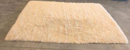 Large 6&times;9 Shag Area Rug &ndash; Beige/Ivory, Long Pile, Rectangular, Fluffy Floor Carpet