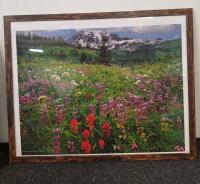 Framed Needlepoint Mission Scene And Mountain Landscape Puzzle Framed - 3