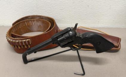 Colt Single Action Frontier Scout .22 WMR Revolver with Vintage Leather Holster and Cartridge Belt
