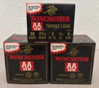 (3) Full Boxes Of Winchester AA HS Target Load 28 Gauge 2&frac34;" &frac34;oz #9 Shot 25 Rounds Box AA289. 75 Rounds Total