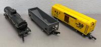 American Flyer S Scale Model Train Freight Cars (Shell Tank, LNE Hopper, MKT Boxcar)