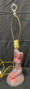 Vintage Van Briggle Art Deco Style Kneeling Woman Figural Table Lamp, Embossed Mark, 22" Tall, ( Untested)