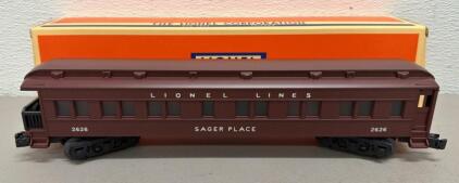 Lionel 2626 O Gauge 'Sager Place' Observation Car, Maroon/Brown, Illuminated Interior