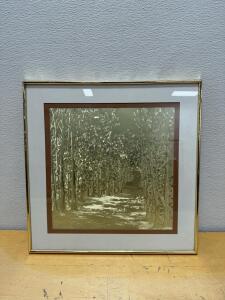 Manifestations International Optical Illusionary Art Print &ndash; Forest Scene, 18"x18" Framed