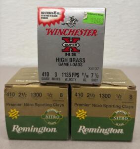 (75) Rounds Total Of Winchester Super-X 410GA 3" 7.5 11/16oz 1135fps & Remington Nitro .410 2.5" #8 1/2oz 1300fps Ammo