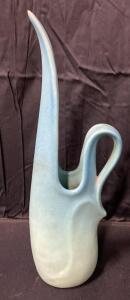 Van Briggle Turquoise Matte Glaze Tall Swirl Ewer Vase, Colorado Springs, c. 1950s