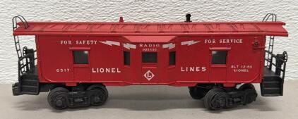 Lionel 6517 O Gauge Red Caboose, Radio Equipped, Lionel Lines, Die-Cast Trucks, 1955-1959