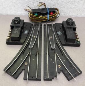 American Flyer #720A S Gauge Remote Switch Track Left/Right Pair w/ Controller by A.C. Gilbert