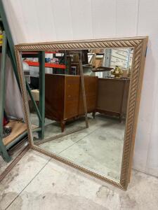 Large Ornate Rectangular Wall Mirror with Gold Frame