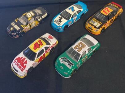 Set of 5 NASCAR 1:24 Diecast Cars &ndash; Kenseth, Nemechek, Schrader, Sponsors: DeWalt, U.S. Army