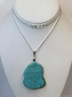 120cts. Turquoise Freeform Slice 24" Necklace