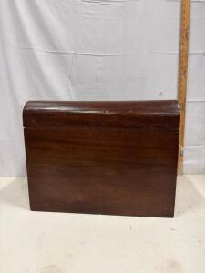 Vintage Dome-Top Wooden Storage Chest with Dark Reddish-Brown Finish