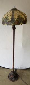 Tiffany-Style Stained Glass Floor Lamp, 62&rdquo; Tall, Ornate Metal Base, Multicolor Shade, AC Electric Sp-8