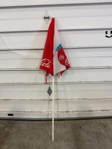 Coca-Cola Outdoor Patio Umbrella, 7.5 ft Diameter, Aluminum Pole, Crank Mechanism Sp-18
