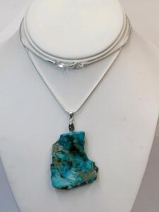76.75ct. Natural Aqua Blue Sea Sediment Jasper Gemstone Pendant 24" Necklace