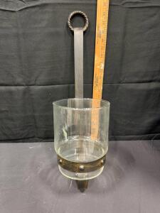 Wall-Mounted Hurricane Candle Holder &ndash; Wrought Iron with Clear Glass, 21" Height