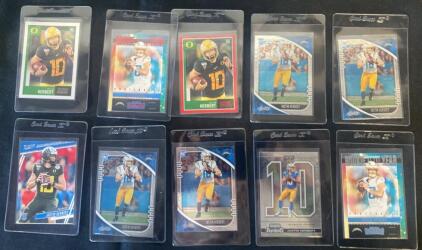 2020 Justin Herbert Rookie Lot &ndash; 10 Cards, Panini, Score, Topps, Chargers & Oregon, Inserts
