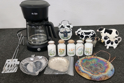 Cow Decor, Coffee Pot & Assorted Home Decor