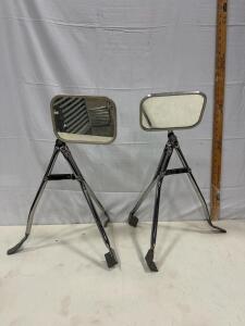 Rectangular West Coast Truck Mirrors on Chrome Tripod Stands, 10"x7" Glass, Pair