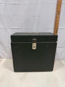 Metal Index Card Storage Box with Lock, Handle, and Label Holder, 9.5"x5.5"x10.5", Steel