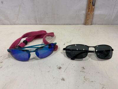 Ray-Ban RB3498 006/81 Matte Black Polarized Sunglasses & Maui Jim 401-05 Ho&rsquo;okipa Blue Hawaii