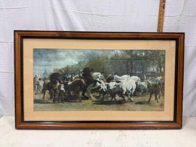 Framed Rosa Bonheur "The Horse Fair" Print&mdash;Wood Frame, 25"x43", Signed in Plate, 1853 Artwork