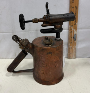 Vintage Copper Blow Torch, Kerosene/Paraffin Fuel, Approx. 10" Tall, Early-Mid 20th Century