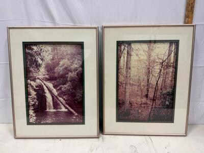 Framed Nature Landscape Photograph with Silver Metal Frame and Double Mat