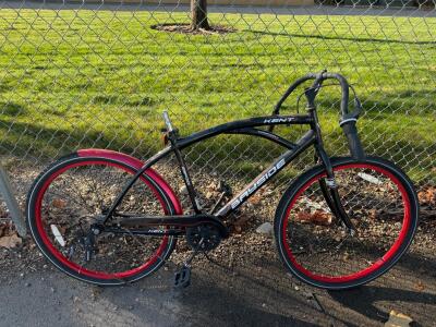 Kent Bayside 26" 7-Speed Comfort Cruiser Bike, Steel Frame, Black/Red, Missing Saddle