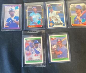 Collection of Six Baseball Rookie Cards (1987-1992) - Griffey, Bo, Manny, Pedro, Palmeiro, Wakefield